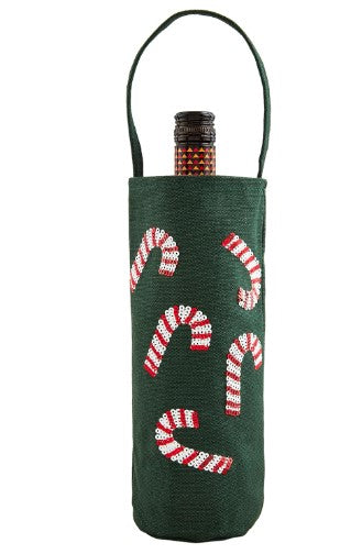 GREEN SEQUIN WINE BAG
