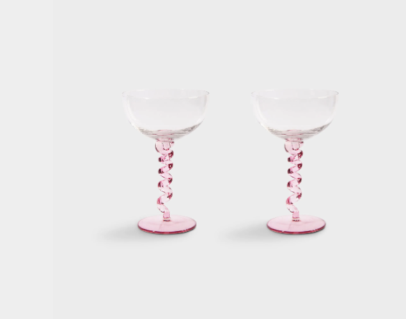 Coupe Spiral Pink Set of 2