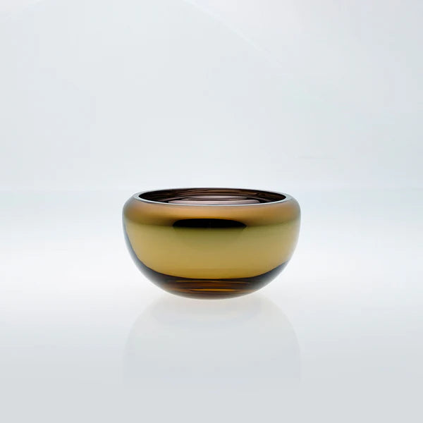 Small Round Glass Bowl, Amber ext/ Mirror int