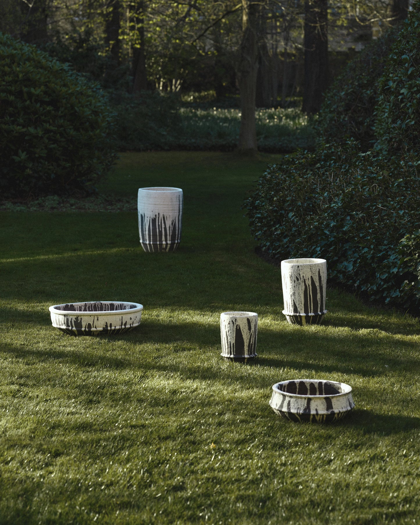 Planter Bowl 02 L Off White Dark Brown