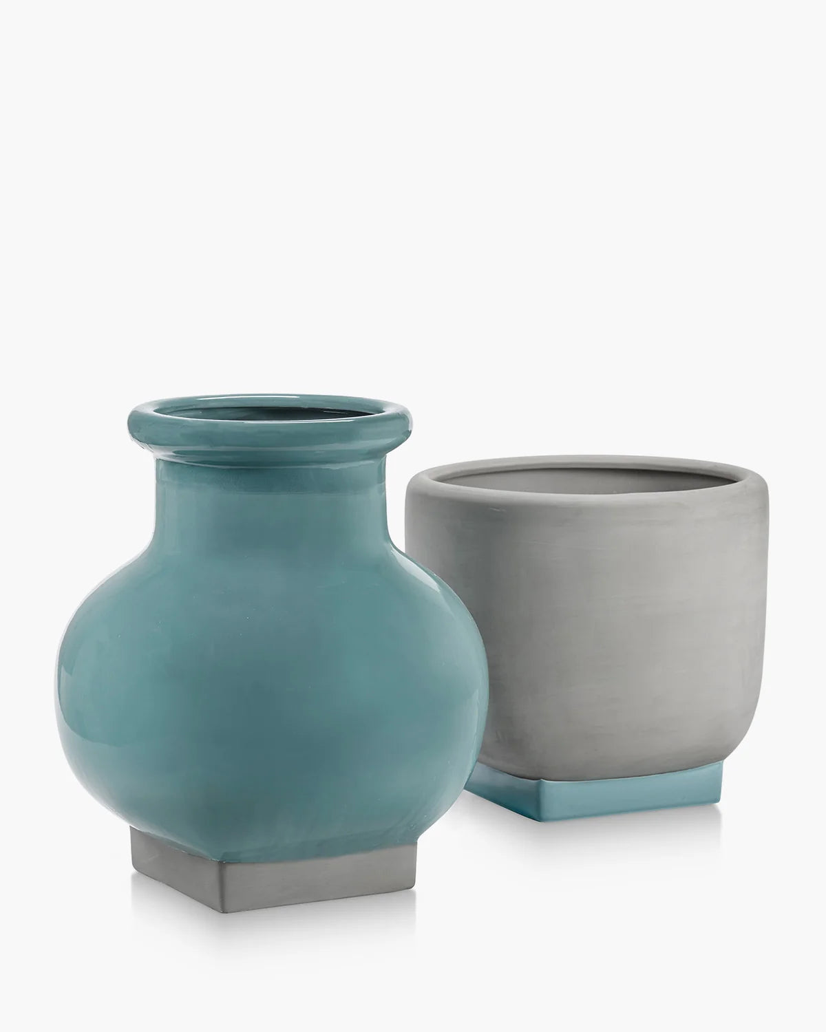 Flower Pot 07 Turquoise/Grey