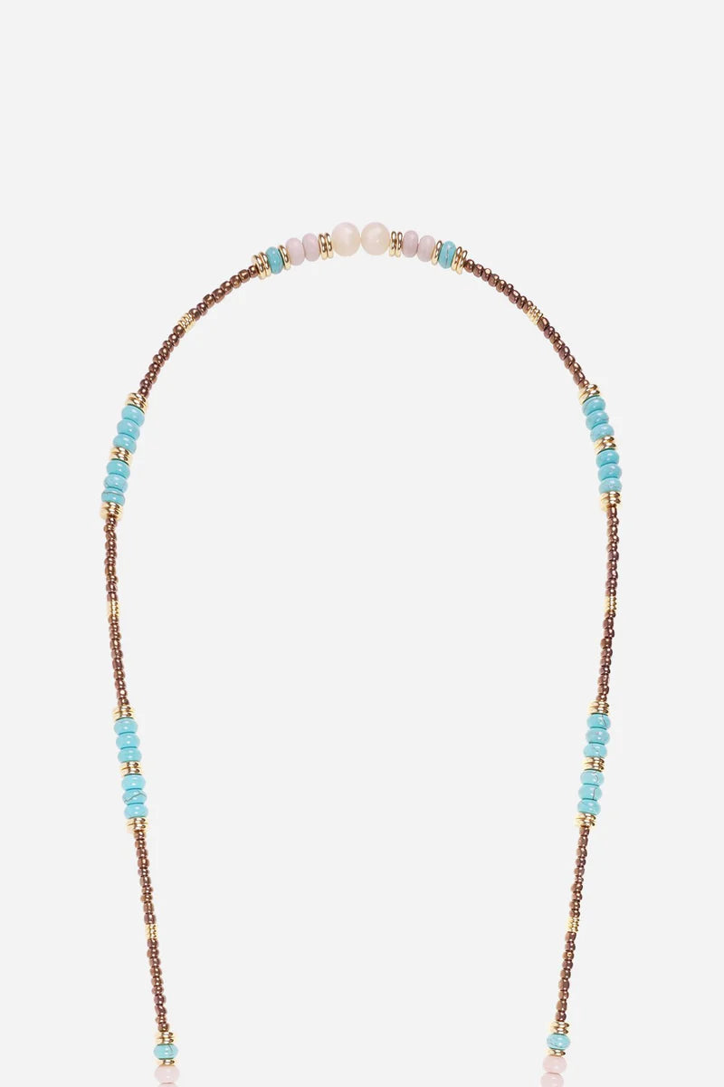 ILIANA PERLE MARRON,TURQUOISE