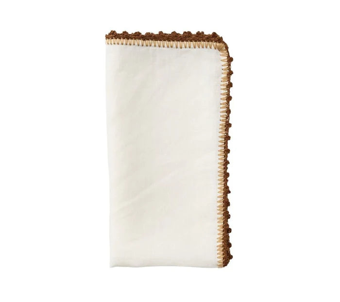 Knotted Edge Napkins, Set of 4 Natural/Brown