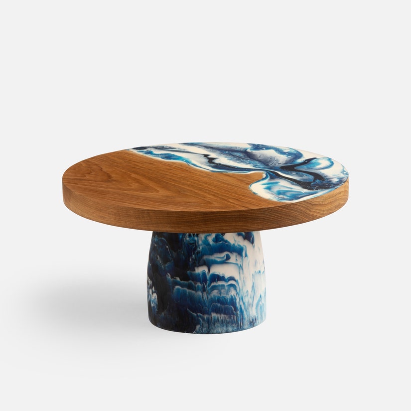 Cake Stand Resin/Natural Teak