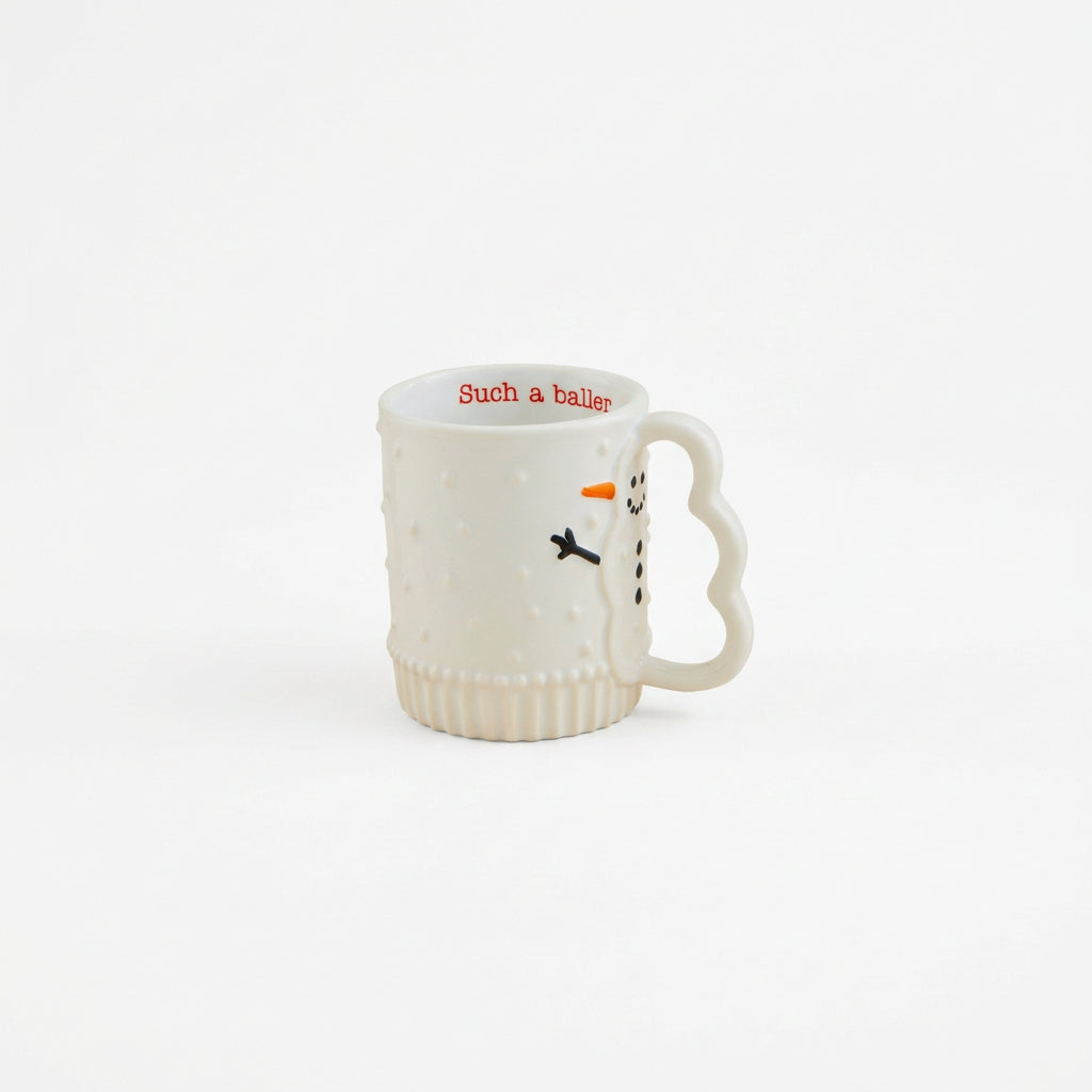 SNOWMAN FIGURAL HANDLE MUG