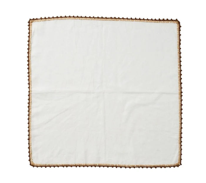 Knotted Edge Napkins, Set of 4 Natural/Brown