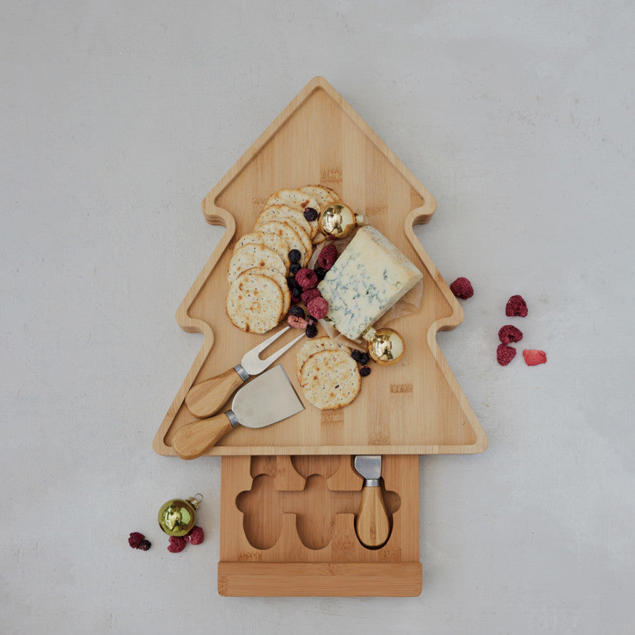 S/4 Bamboo Tree Shaped Cheese/Serving