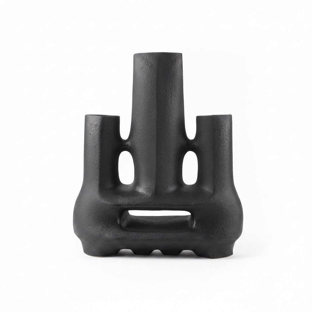 Linked 1 Vase Textured Black
