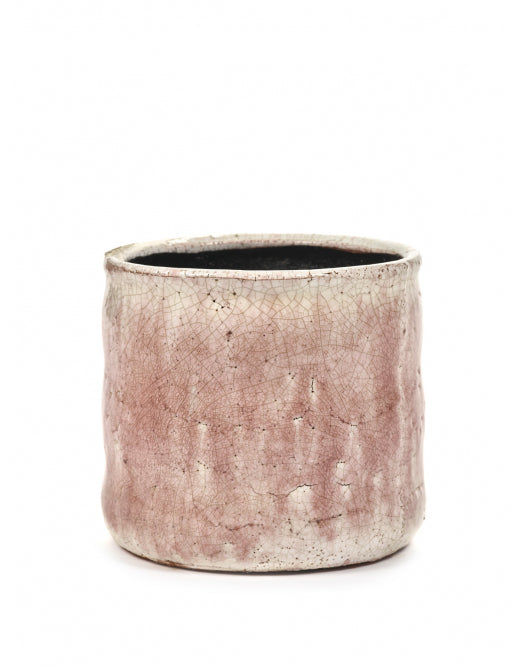 FLOWER POT M PINK CRAQUELE