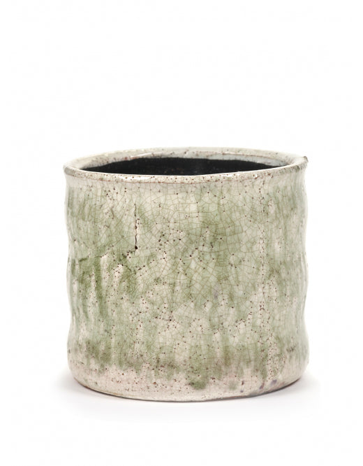 FLOWER POT L GREEN CRAQUELE