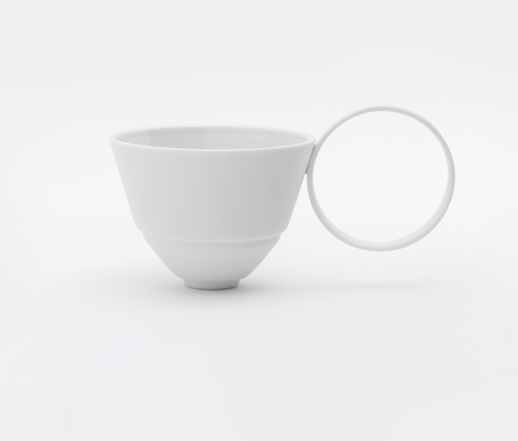 Set of 2 Circle teacup white porcelain