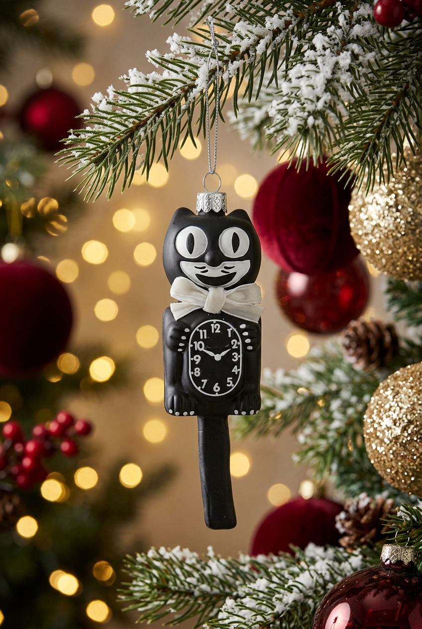 Retro Cat Clock-Black