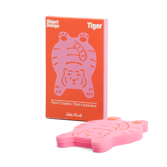 Pack De 4 Posavasos S3 Tigre Rosa