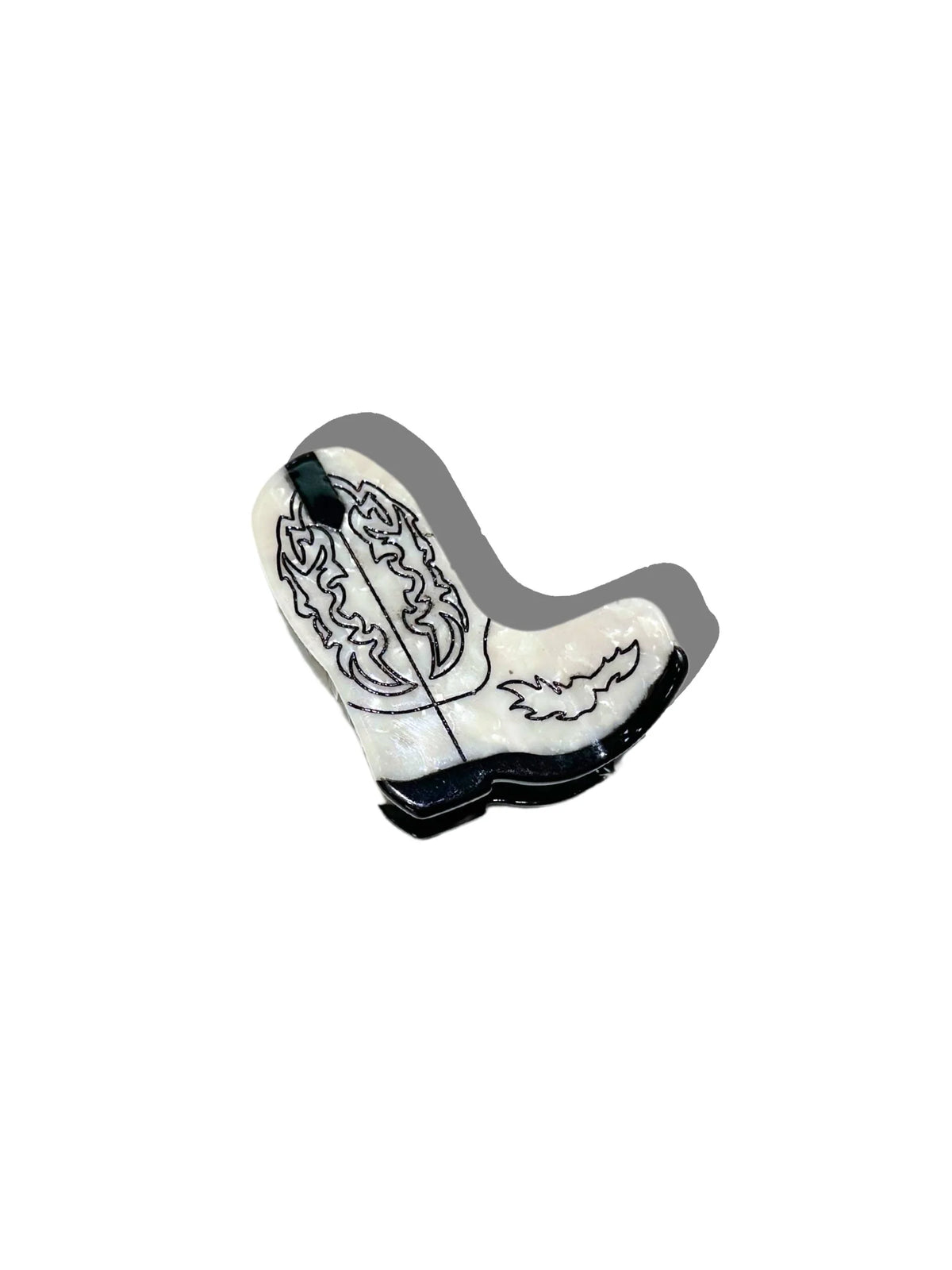Cowboy Boot Claw Hair Clip White