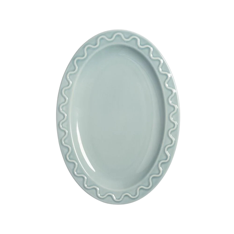 Plate Mochi Light Blue Oval