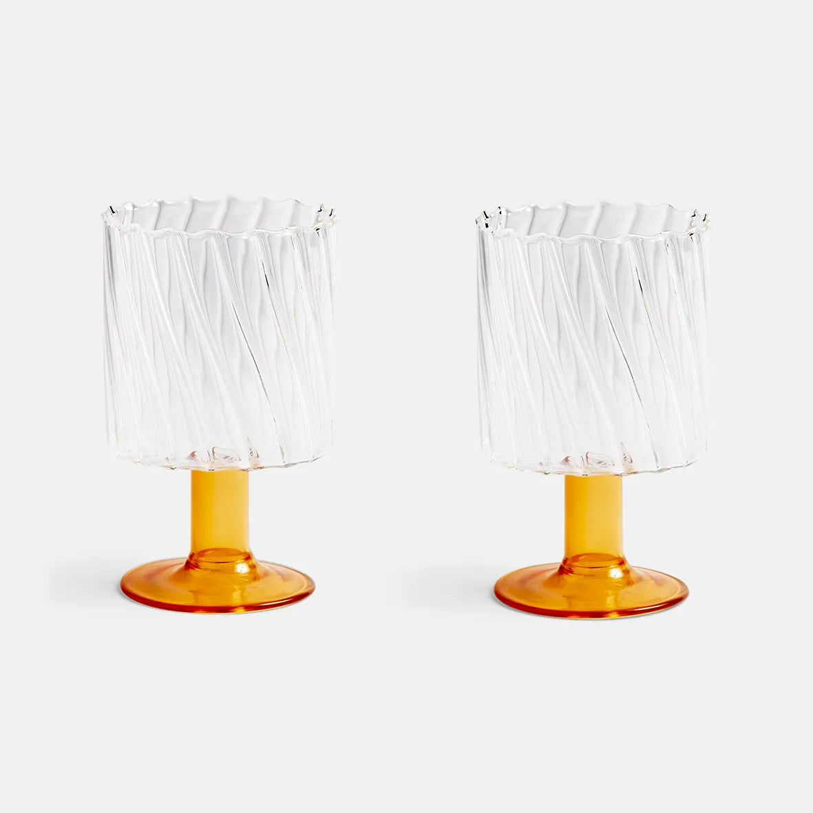 Glass Twirl Yellow Set of 2