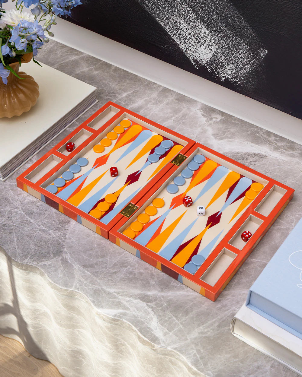 Lacquered Backgammon, Red