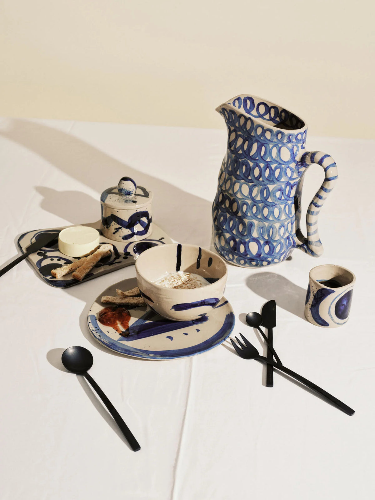 Breakfast Plate Beige Blue Sophia