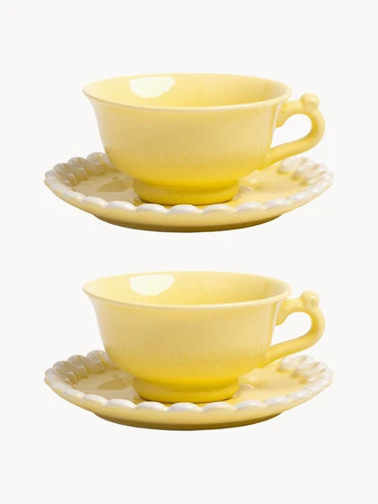 Cup & saucer whip yellow set of 2