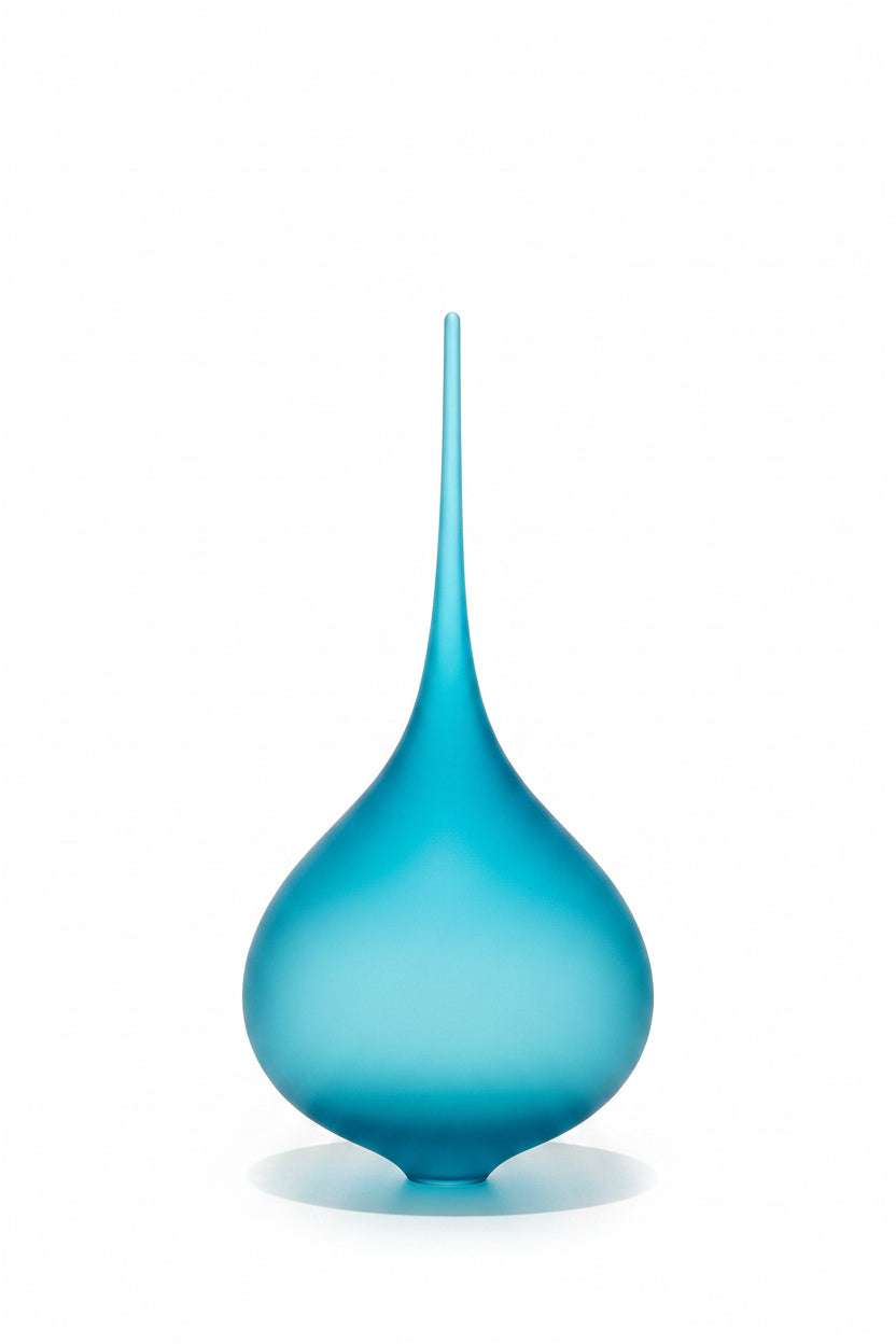 Hand Blown Glass M Duck Blue