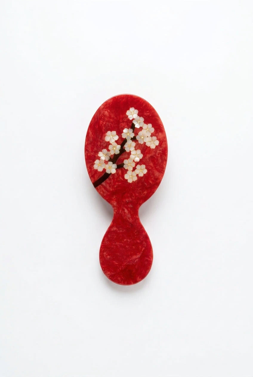 Red Sakura Blossom Brush Handbag Hero
