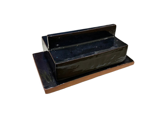 Black Utility Brick butter dish