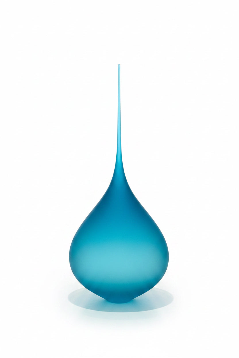 Hand Blown Glass L Blue