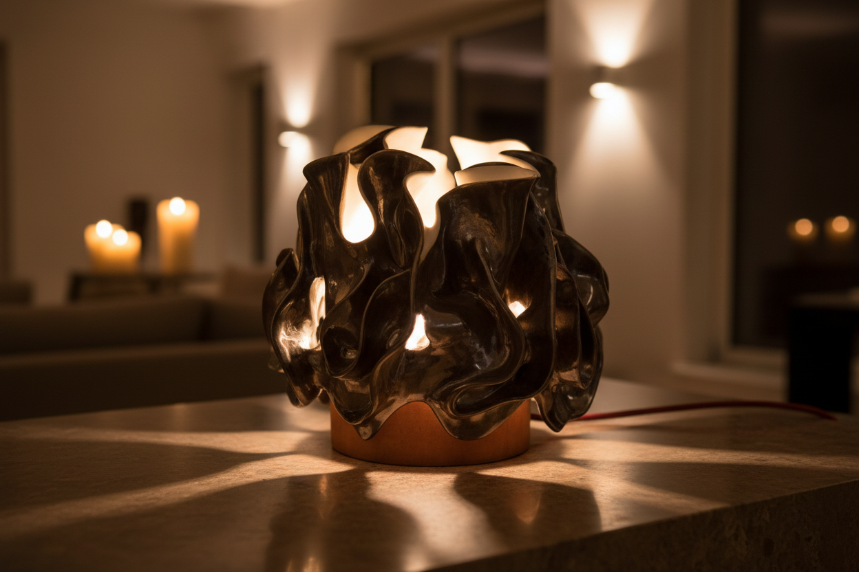 Small silver Tulip lamp with base