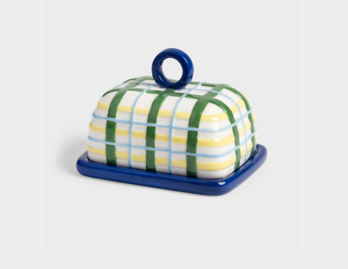 Butter Dish Plaid Blue