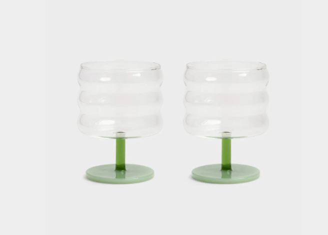 Glass Mingle Green Set of 2