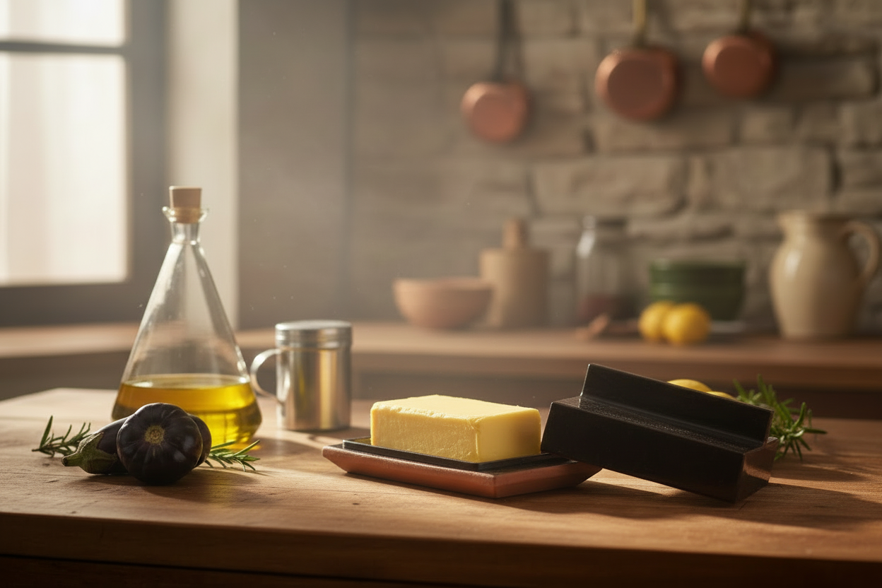 Black Utility Brick butter dish