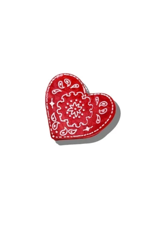 Mini Paisley Heart Claw Hair Clip Red