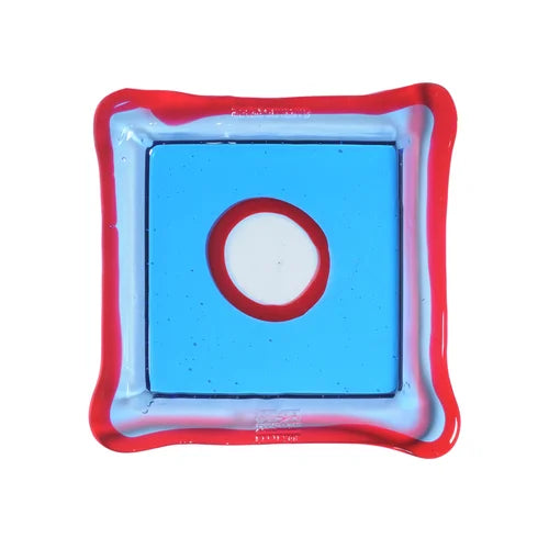 Try Tray Square Clear Light Blue, Red