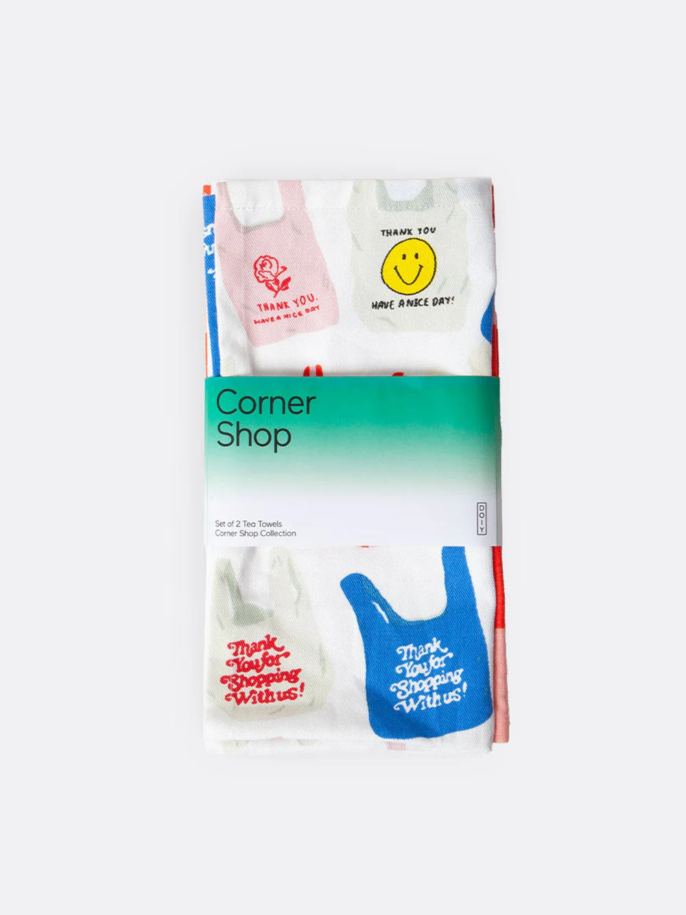 Sets 2 Corner Shop tea towel
