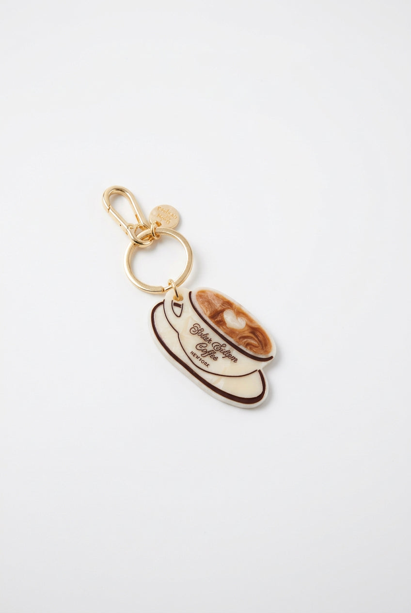 Vintage Cafe Coffee Bag Charm + Keychain