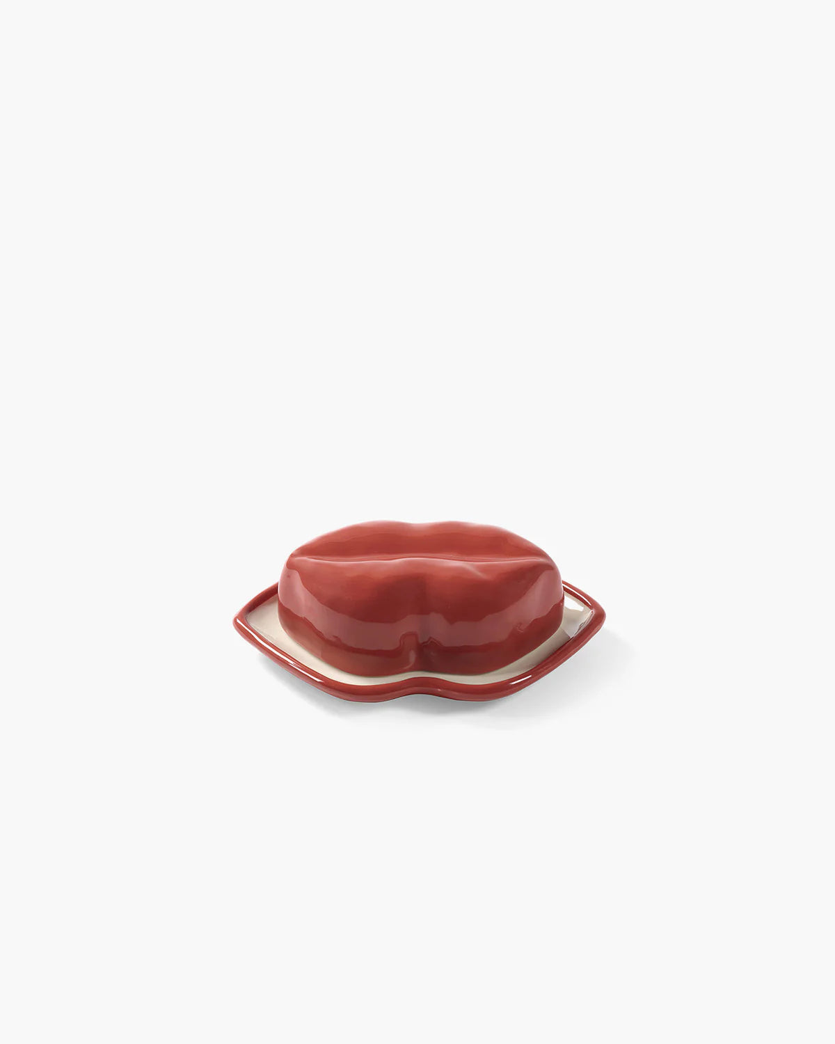 Dish With Lid Red White Lips