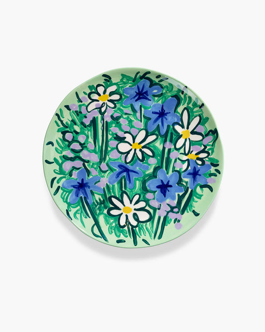 Serving Plate Green Blue Spring