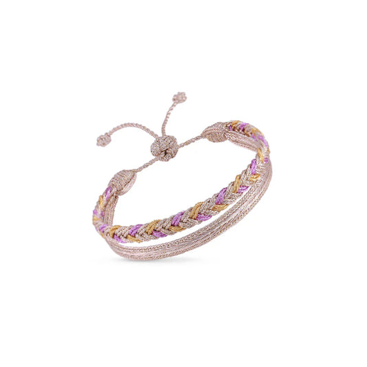 Duo Eya + Mini Arrow Bracelet Colors (Rose Gold Amber hot pink)