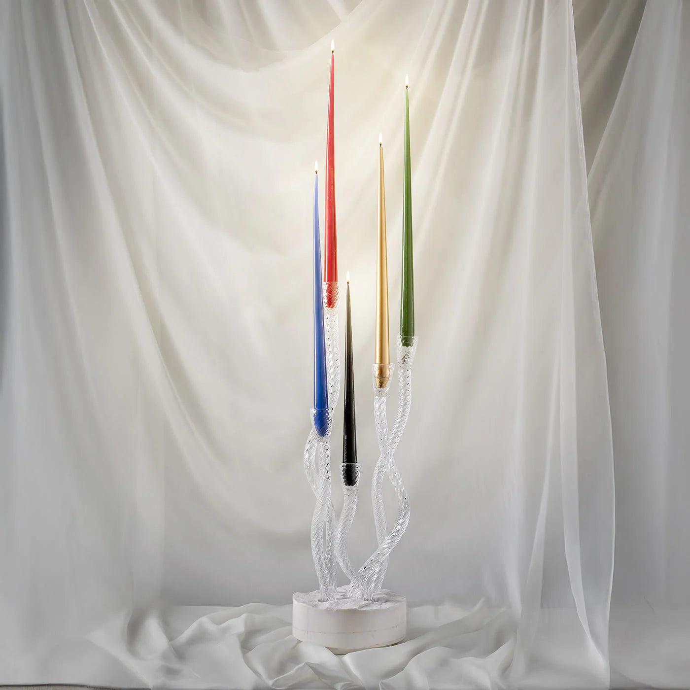 Redentore - Five Clear Crystal Candleholders