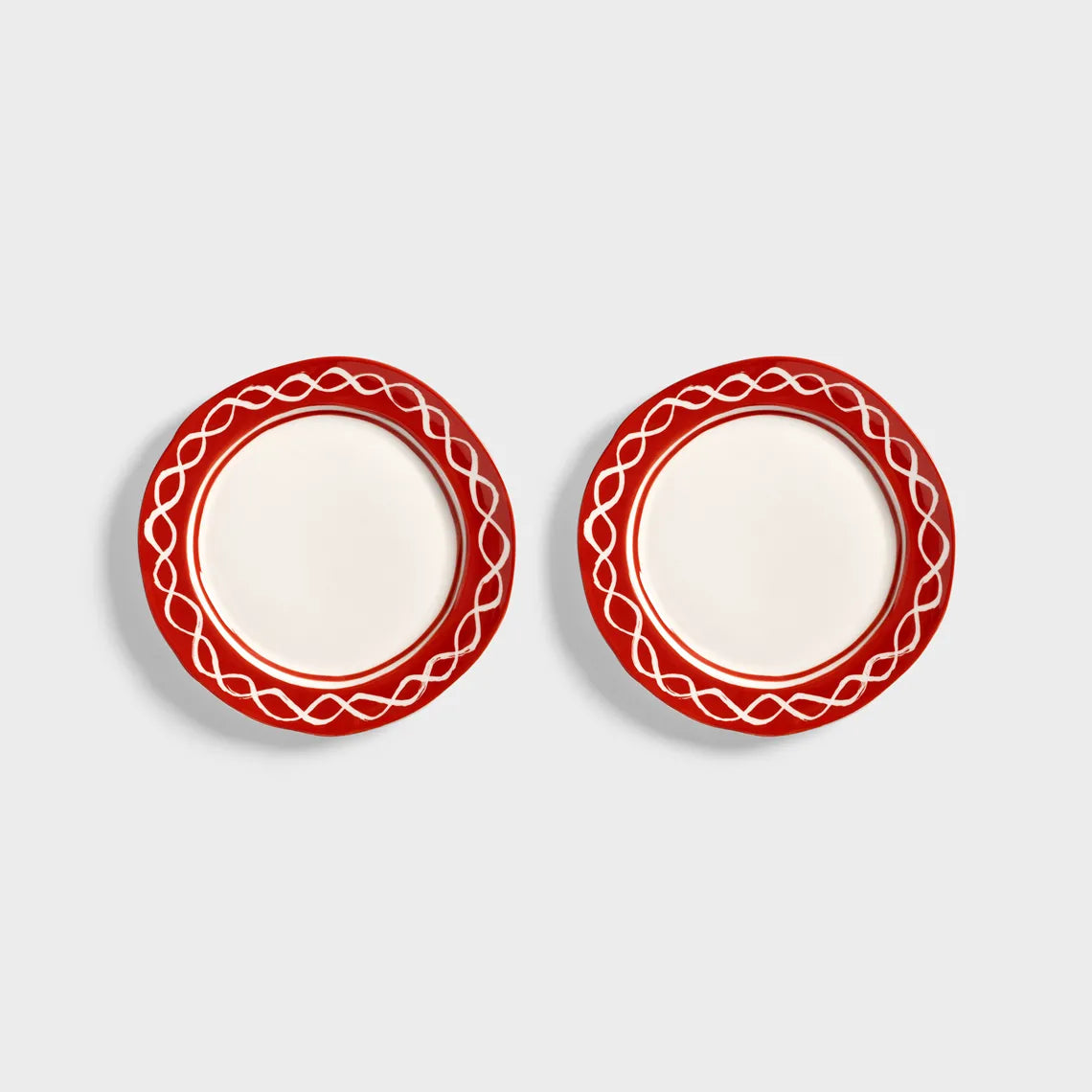 Plate festivo medium red set of 2