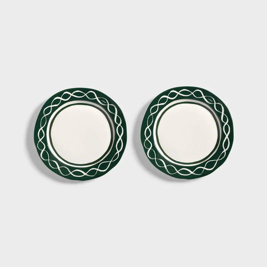 Plate festivo medium green set of 2