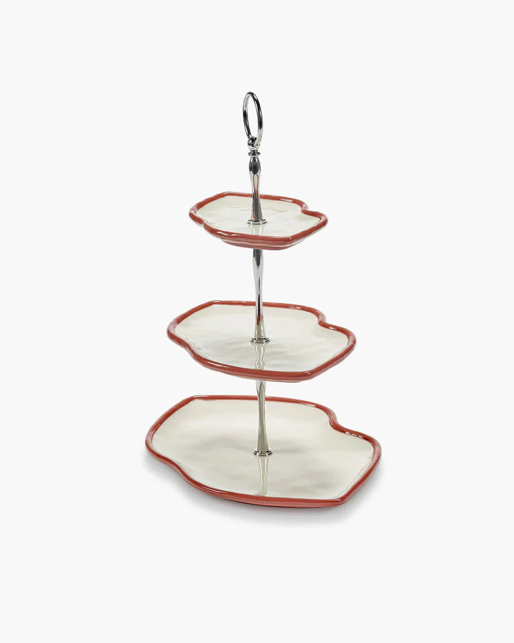 Cake Stand 3 Tier Lips Red White