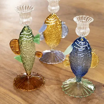 Candle Holder Fish Green