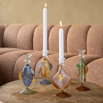Candle Holder Fish Blue