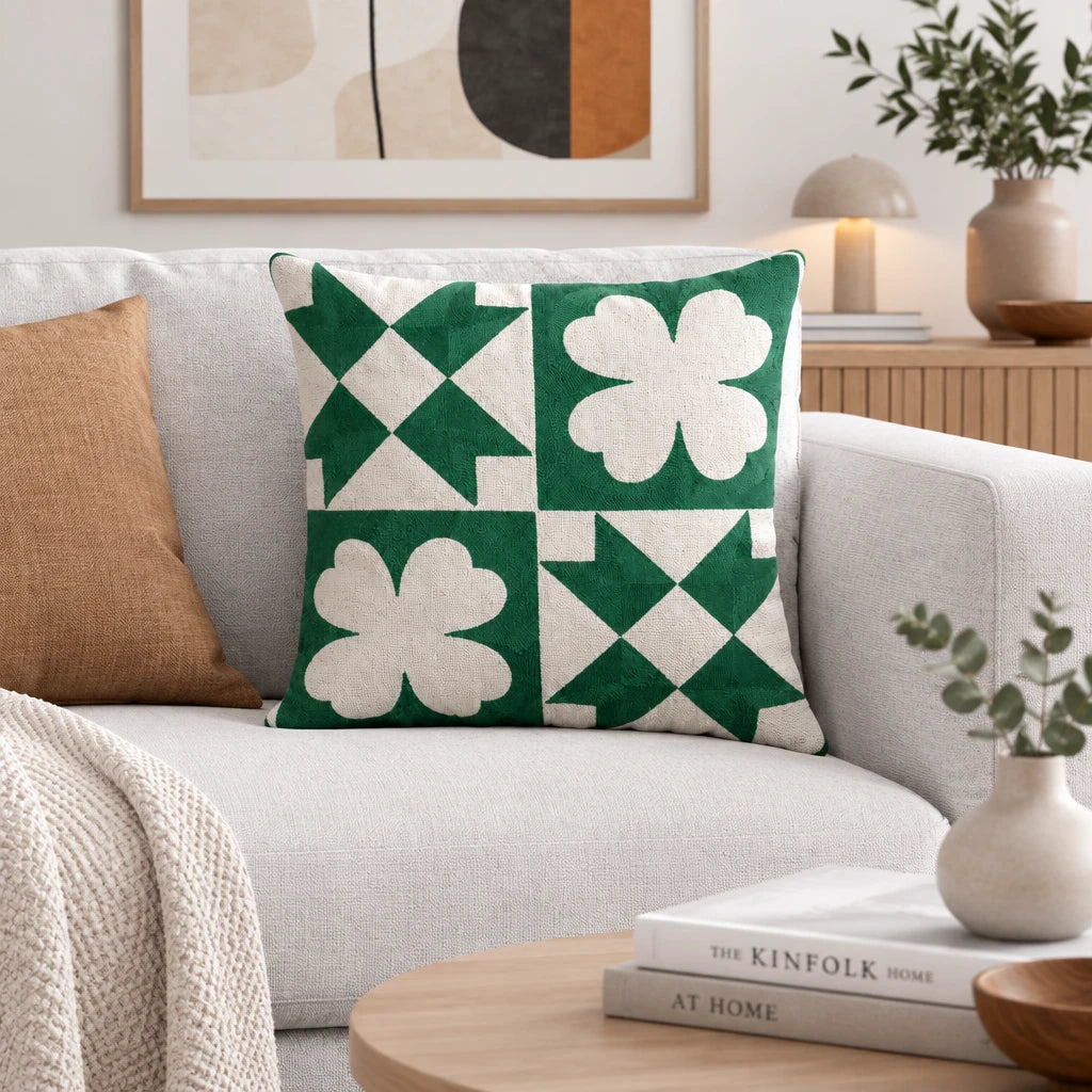 Cushion Patch Quilt Green 40x40