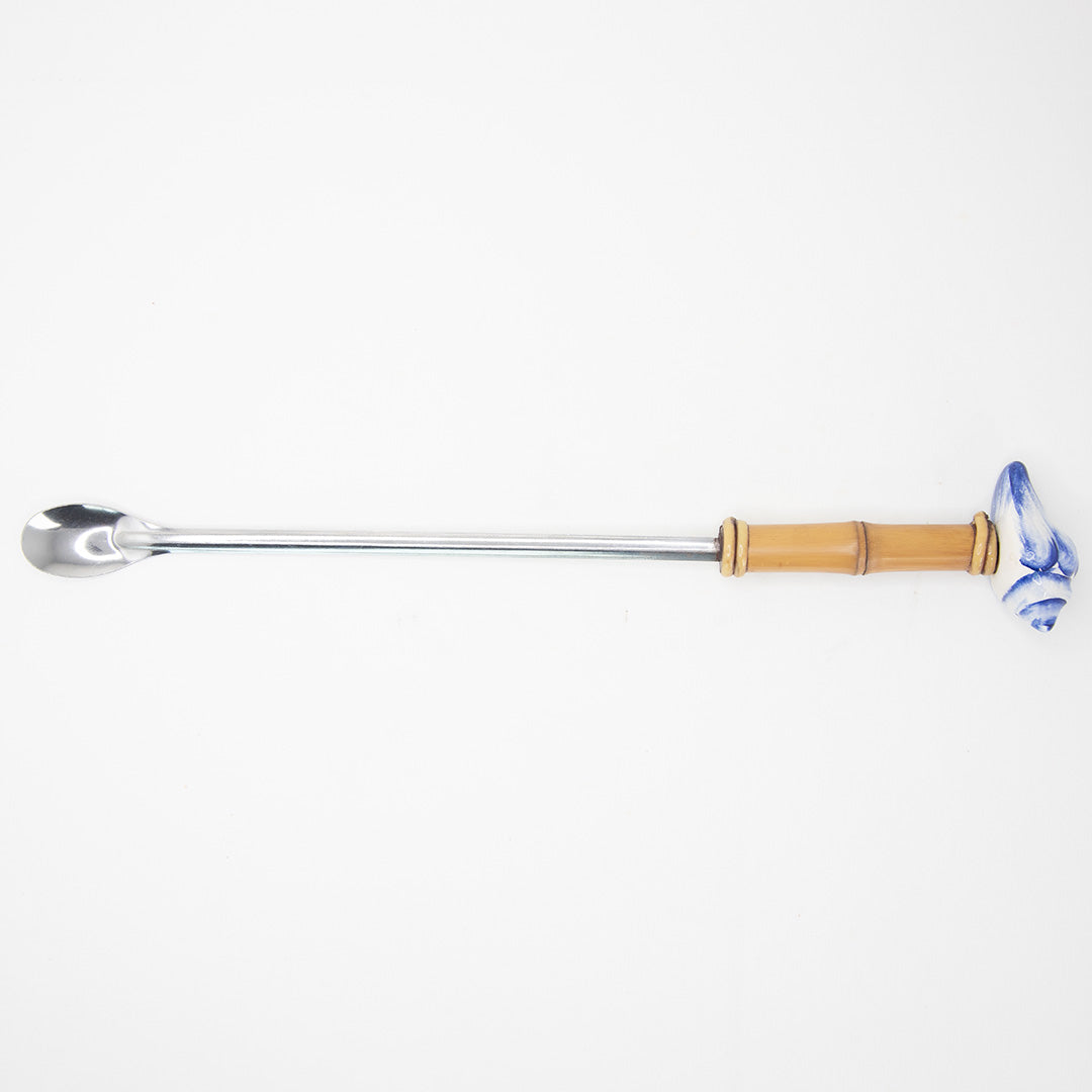 Colher Bailarina Bambu Natural Concha Turqueza