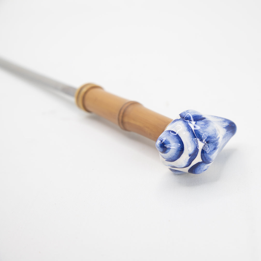 Colher Bailarina Bambu Natural Concha Turqueza