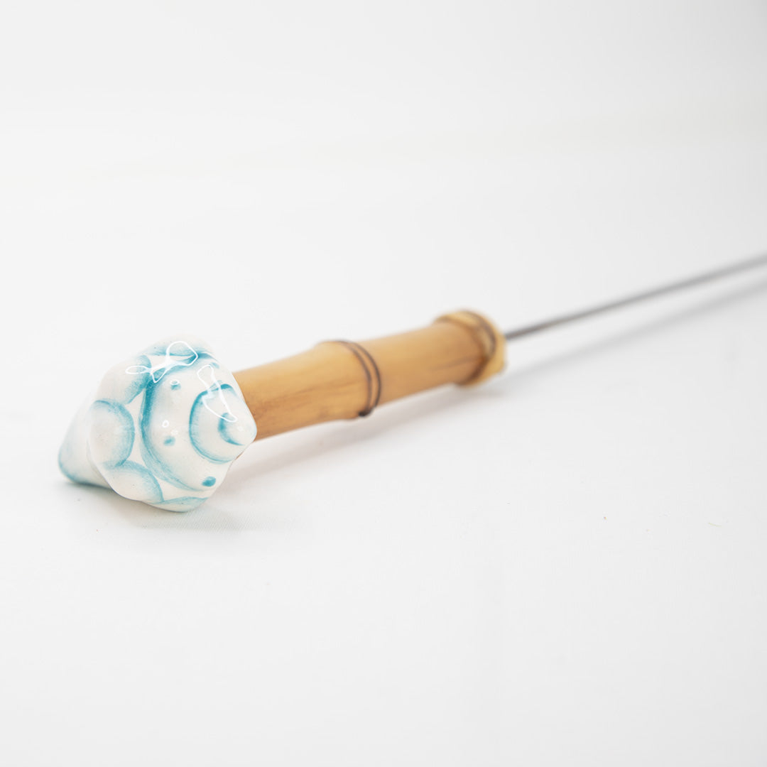 Colher Bailarina Bambu Natural Concha Turqueza