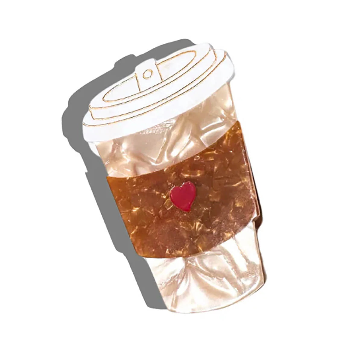 Heart Coffee Cup Acetate Claw Hair Clip
