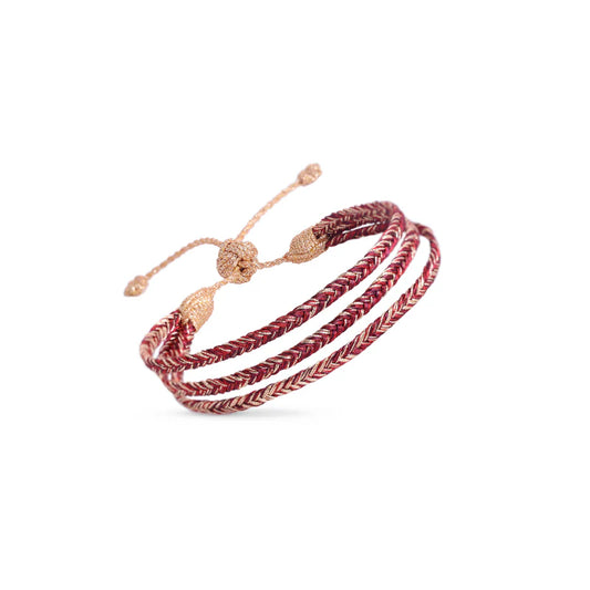 Triple Mini Eya n°1 Bracelet (Peach Burgundy)